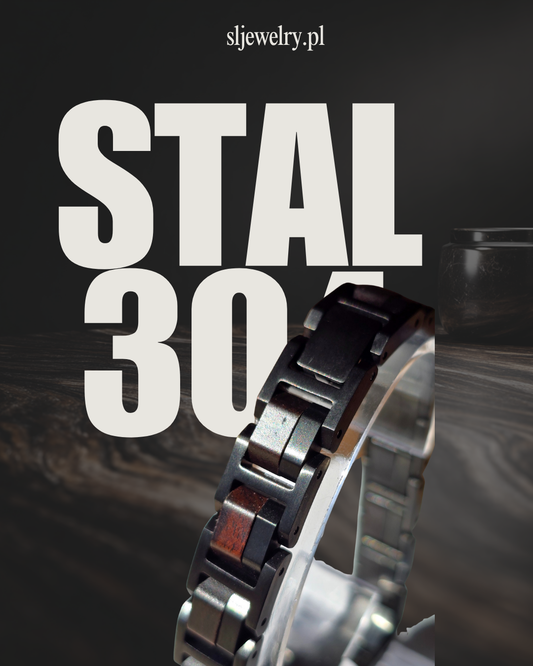 Męska bransoletka z drewna hebanowego i stali nierdzewnej 304 — solidne zapięcie, stalowe trzpienie, eleganckie pudełko prezentowe