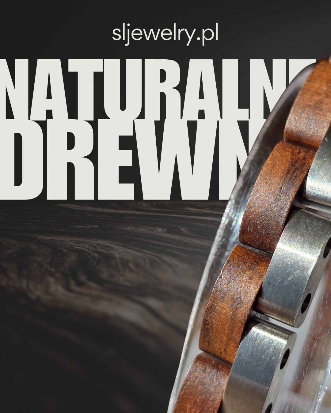 Męska bransoleta ze stali nierdzewnej i naturalnego drewna