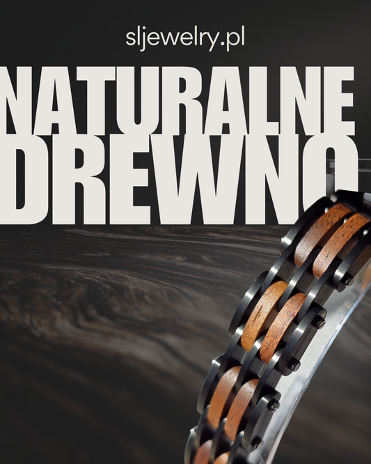 Męska bransoletka z naturalnego drewna i stali nierdzewnej S&L Jewelry – elegancki prezent dla mężczyzny, męża, taty lub brata na urodziny