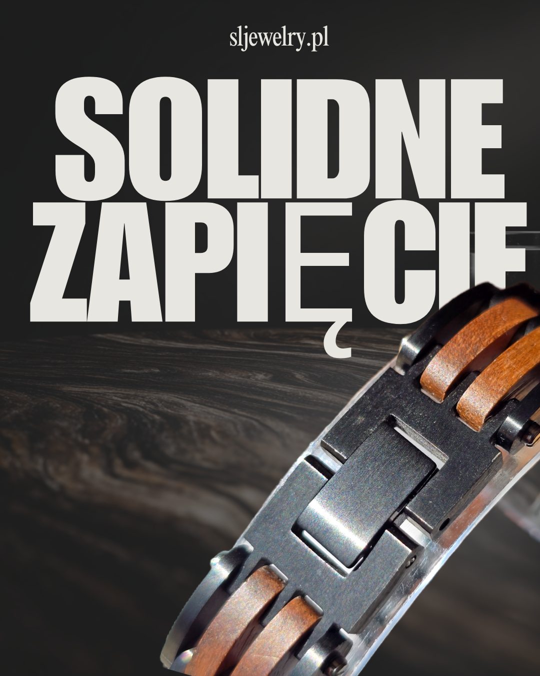 Męska bransoletka z naturalnego drewna i stali nierdzewnej S&L Jewelry – elegancki prezent dla mężczyzny, męża, taty lub brata na urodziny