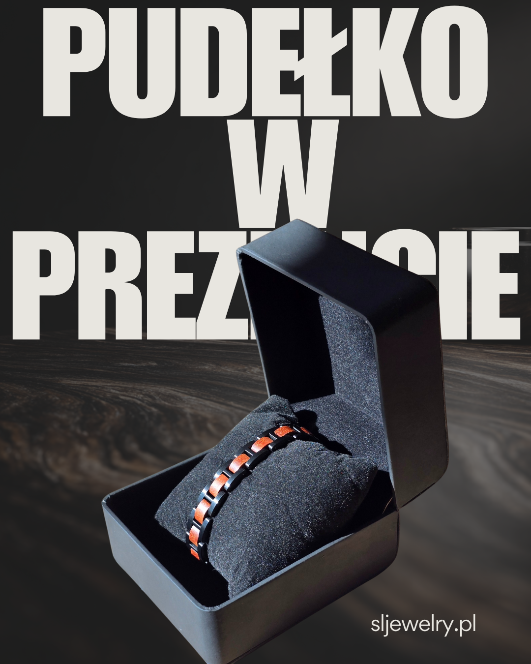 Męska bransoletka ze stali nierdzewnej i dębu w skórzanym pudełku prezentowym, elegancki dodatek dla mężczyzn, bransoletka stal i drewno, luksusowy prezent dla niego