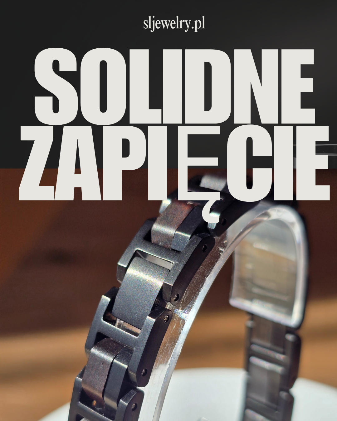 Męska bransoletka z drewna hebanowego i stali nierdzewnej 304