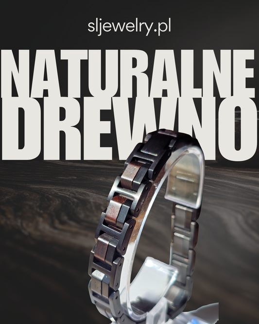 Męska bransoletka z drewna hebanowego i stali nierdzewnej 304 — solidne zapięcie, stalowe trzpienie, eleganckie pudełko prezentowe